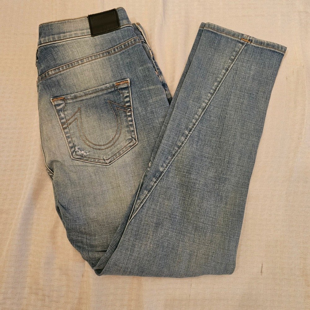 True Religion Nu Boy‎ Slim Boyfit Jeans Womens 25 Blue Distressed Medium Wash - Picture 8 of 8